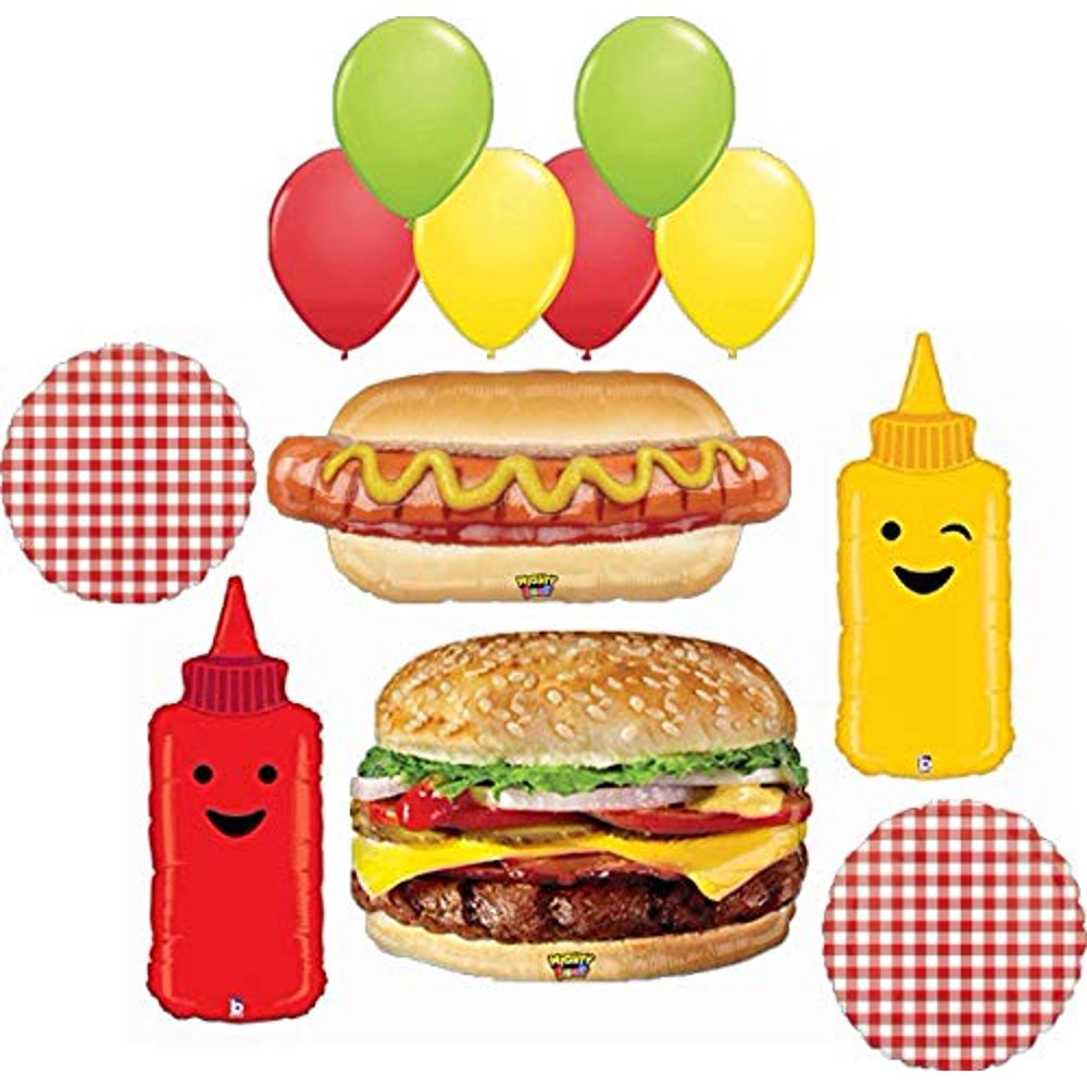 BBQ Picnic Cookout Party Supplies 12 pc Realistic Hamburger Hot Dog ...