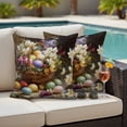 thumbnail image 4 of Easter Outdoor Waterproof Pillow Covers, Spring Watercolor Eggs Flowers Leaf Plant Decorative Square Throw Pillowcase Sofa Cushion Sham for Patio/Couch/Chair, 16"x16" 2 Pack, 4 of 8