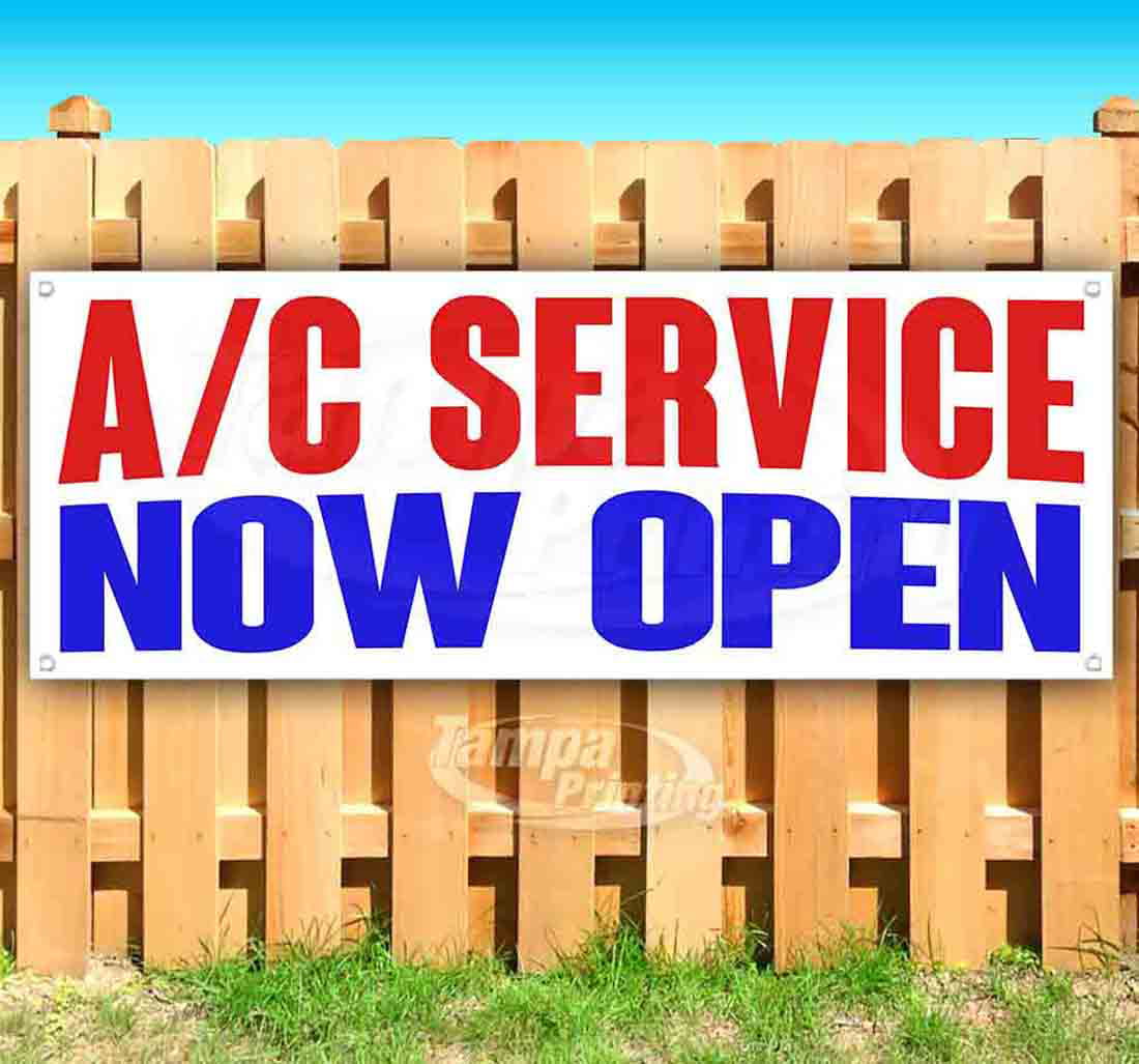 Advertising AC Service 13 oz Heavy Duty Vinyl Banner Sign with Metal Grommets New Flag, Store Many Sizes Available