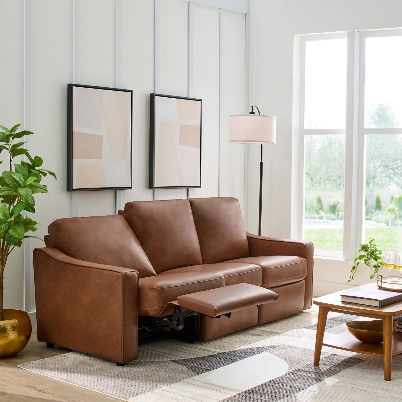 Better Homes & Gardens Allen 77" Powered Reclining Sofa, Cocoa Faux Leather