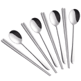 thumbnail image 1 of Chopsticks Spoon Set, 4 Color Reusable Metal Stainless Steel Korean Chopstix Spoon Set Christmas Gift, 1 of 6