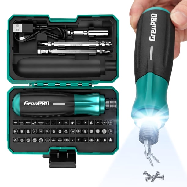Destornillador Eléctrico GRENPRO 4V Recargable Inalámbrico con 51 Puntas