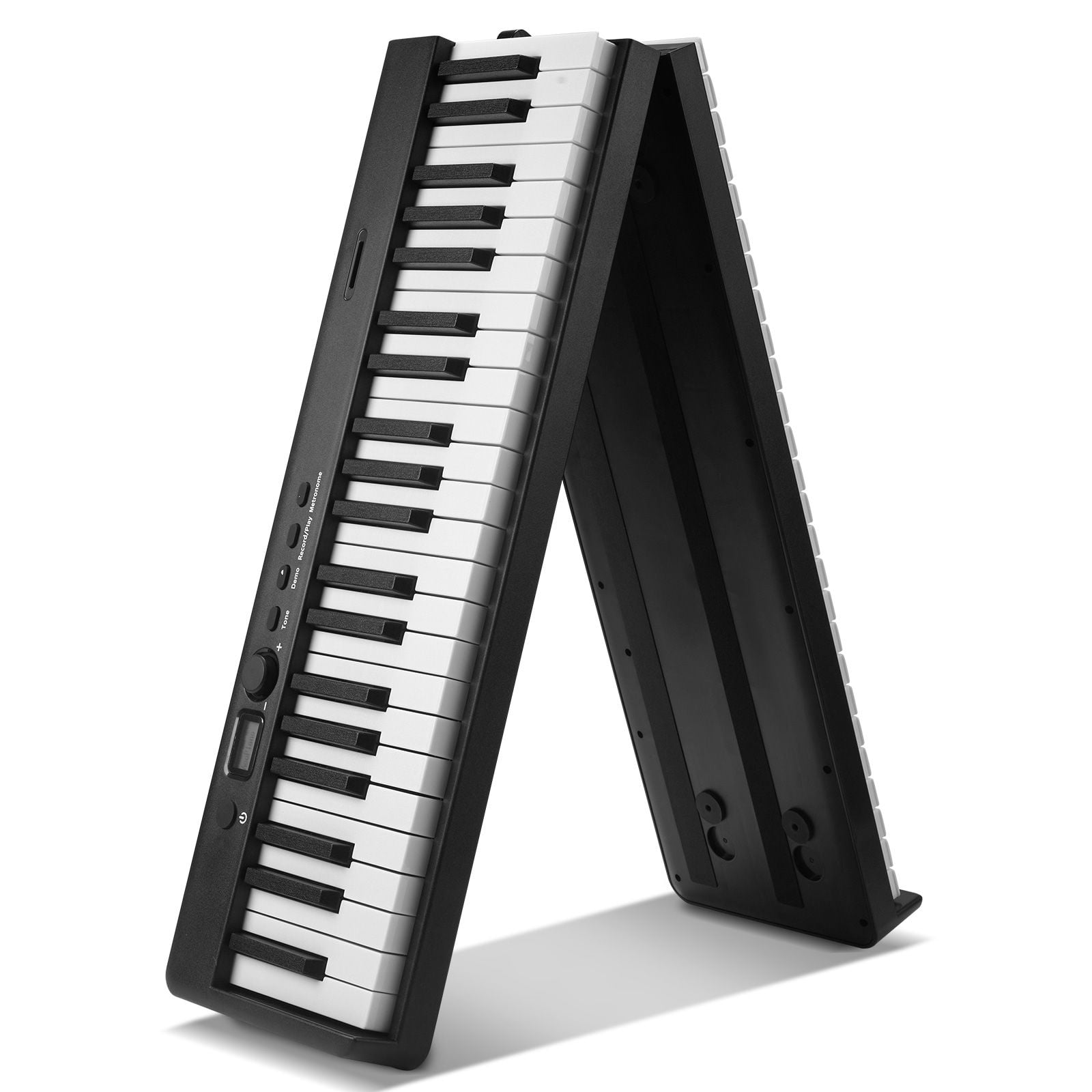 88 Key Folding Keyboard Piano, Bluetooth & MIDI, Portable Electronic Digital Foldable Piano with Sustain Pedal Bag Touch Sensitive Keys Headphones, Rechargeable for Beginners Teens Adults, Black