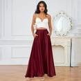 thumbnail image 4 of 2026 Satin Elastic Waisted Maxi Skirt with Pocket A-Line Spring Summer Casual Long Skirts for Women, 4 of 6