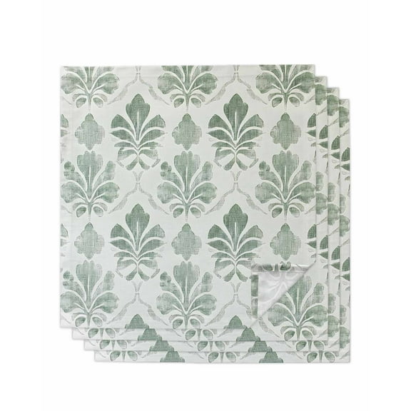 nqOlkjepod Sage Green Geometric Cloth Napkins Set of 4 Reusable Dinner Napkins, Vintage Ethnic Abstract Art Cocktail Napkin Washable Table Napkins for Wedding/Holiday Party/Baby Shower 20"x20"