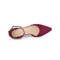 thumbnail image 4 of BLISSFUL STEP Women's Pointed Toe Rhines Ankle Strap Block Heels Pumps Burgundy 8.5, 4 of 8