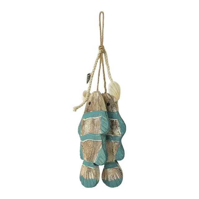 Adorno colgante de pez de madera, estilo mediterráneo, estilo retro, con temática playera. Verde 23x95x39 cm