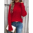 thumbnail image 4 of Chandails à Col Roulé pour Femmes, Tricot Torsadé, Manches Longues, Chandail, Haut, Automne Hiver, Décontracté, Uni, Rouge, TTG, 4 of 6
