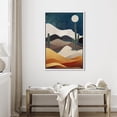 thumbnail image 3 of PixonSign Framed Canvas Print Wall Art Midnight Moon Cactus Desert Dune Nature Wilderness Illustrations Decorative Bohemian Rustic Mid-Century Modern Desert Landscape - 16"x24" White, 3 of 5