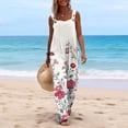 thumbnail image 4 of Women's Summer Overalls Jumpsuits Boho Sleeveless Wide Leg Romper with Pockets Pink 2XL, 4 of 5