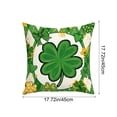 thumbnail image 3 of Hometravel St. Patrick's Day Green Four Leaf Clover Throw Pillow, Decorative Cushion for Holiday Atmosphere, Festive Accent Pillow for Sofa, Chair, and Home Decor, 3 of 6