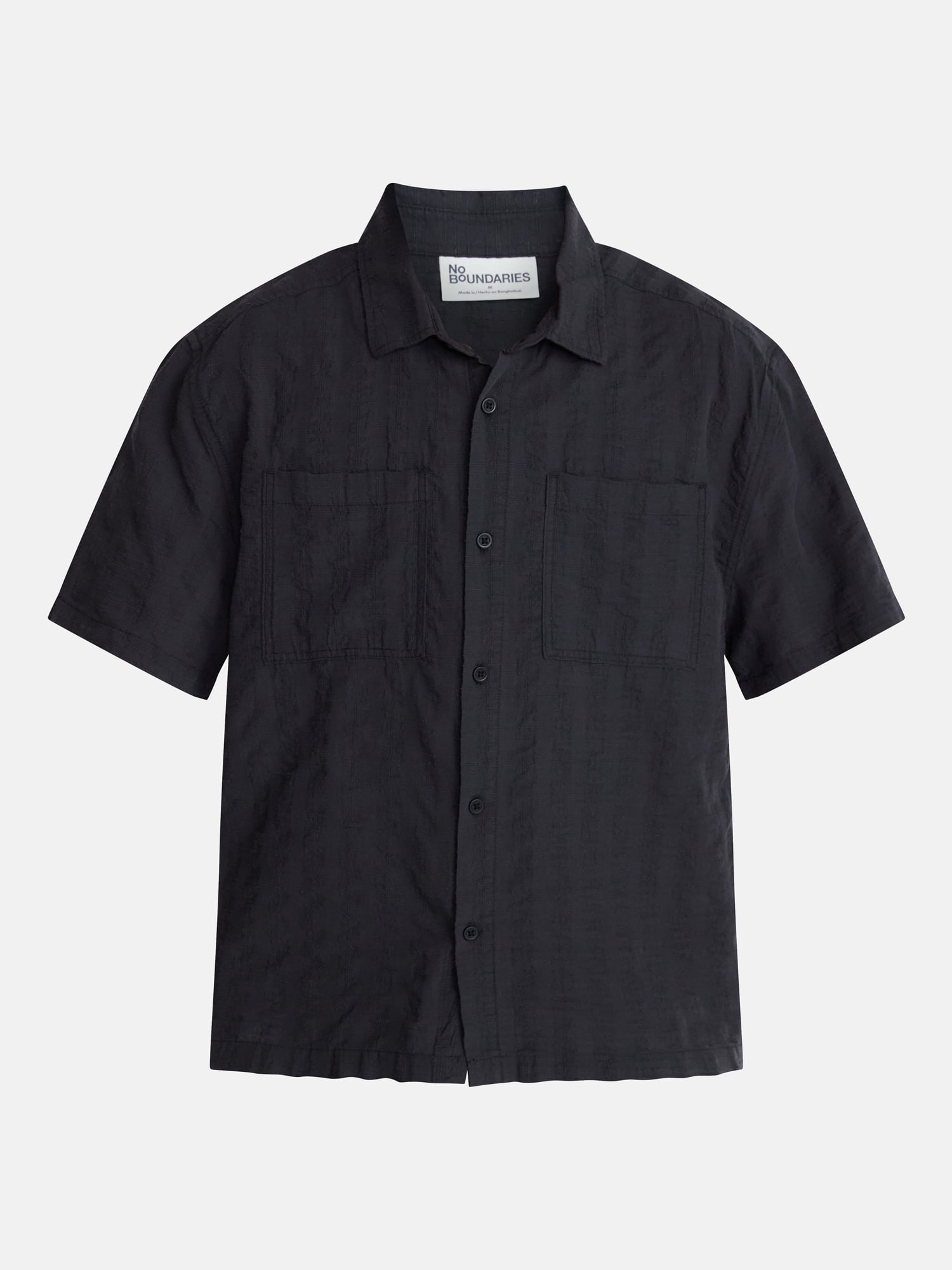 No Boundaries Textured Grid Boxy Fit Resort Shirt, Men's XS-5XL