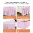 thumbnail image 6 of Pink Grid Wrap Around Bed Skirts for California King Bed 18" Drop,Bed Skirt with Adjustable Elastic Belt Dust Ruffle Bed Valance Checkered Plaid Gingham Lattice Trellis Print Bed Frame Cover, 6 of 7