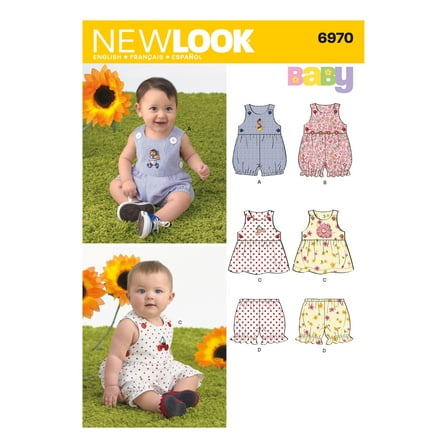 New Look Sewing Pattern 6970 - Babies' Romper, Dress & Panties, Size: A (NB-S-M-L)
