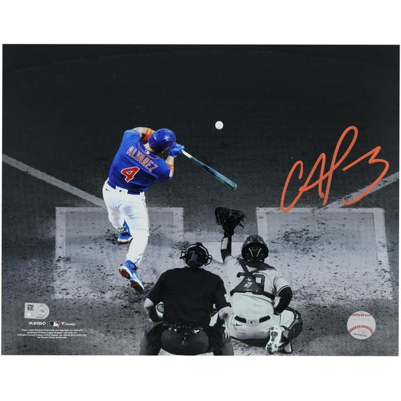 Francisco Alvarez New York Mets Autographed 11" x 14" Swinging Spotlight Photograph - Signed in Orange Ink - Fanatics Authentic Certified
