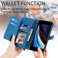 thumbnail image 2 of for iPhone 7 / 8 / SE 2022 & 2020 Case for Women,Cute Wallet Case with Zipper Pocket Purse Flower Embossed PU Leather Card Slots Wrist Strap Flip Folio Protective Phone Cover, Blue, 2 of 7