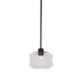 thumbnail image 1 of Toltec Rocklin Stem Hung Pendant In Matte Black Finish With 9" Clear Bubble Glass, 1 of 1