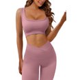 thumbnail image 4 of ONLYSHE Workout Outfits for Women 2 Piece Seamless Ribbed High Waist Leggings with Sports Bra Exercise Leggings Sets, 4 of 8