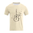 thumbnail image 5 of Rggeeun Men'S T-Shirt Classic Watercolor Guitar Graffiti Cotton Blend Knit Short Sleeve Crew Neck Relaxed Fit For Evening Party Trendy Tee,Khaki,Xxxl, 5 of 5