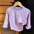 thumbnail image 4 of hotojiny Little Girls Long Sleeve Shirts Comfy Soft Crewneck Plain Kids Tops Boys Fitted Casual Undershirts(Purple,1-2 Years), 4 of 6