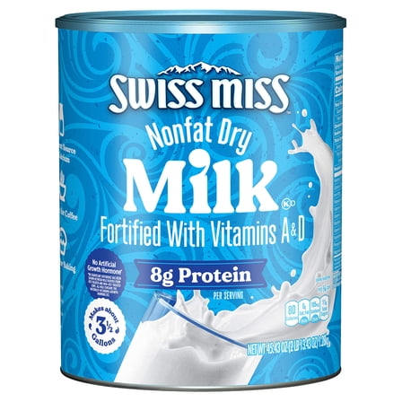 Swiss Miss Shelf TWE5 Stable Nonfat Dry Powdered Milk, 45.43 oz Canister