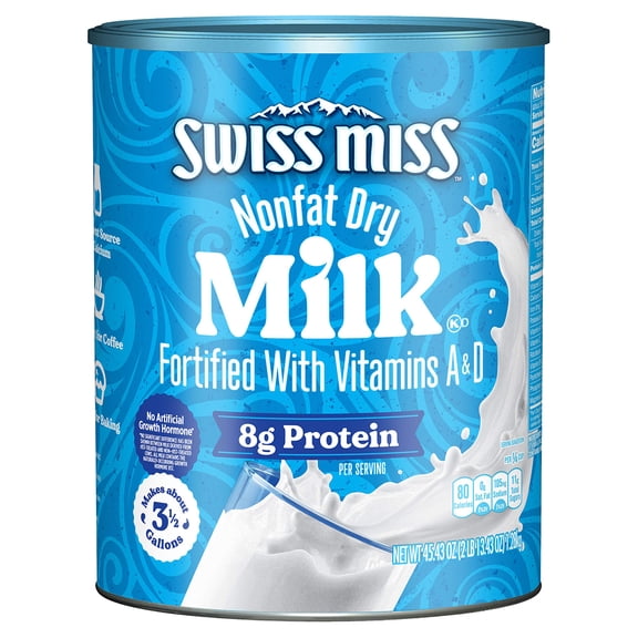 Swiss Miss Shelf TWE5 Stable Nonfat Dry Powdered Milk, 45.43 oz Canister