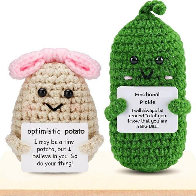 PinCute, 2 muñecos emocionales hechos a ganchillo con patatas y pepinillos
