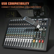 Depusheng FG12 Professional Mixing Console 12 Channel Audio Mixer MP3 Input, 48V Phantom Power,Black Bluetooth USB Audio Mixer for PC