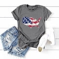 thumbnail image 4 of Gerichy American Flag Shirt Women American Flag Shirt Women Patriotic Shirt Vintage USA Flag Bleached T-Shirt Short Sleeve 4th of July Tee Tops Grey,S, 4 of 4