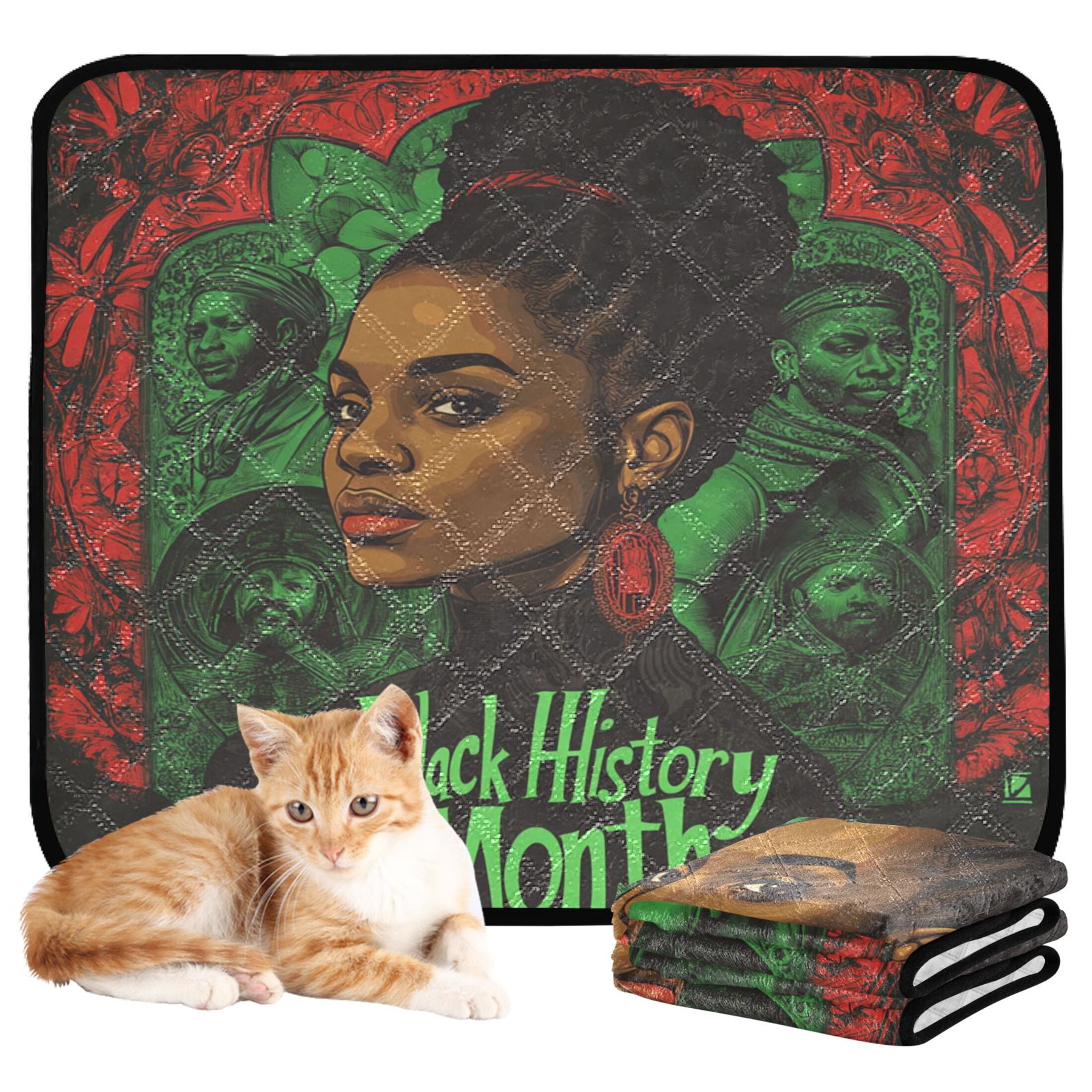 Qxltty Black History Month Pattern Cat litter Pads Pet Set of 2 Diaper Mats Center Anti-leakage Layer Absorbent Soft and Comfortable