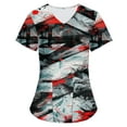 thumbnail image 4 of VKOYWKM Halloween Scrub Shirts for Women V Neck Halloween Spooky Print Scrub Tops Short Sleeve Loose Fit Pockets Nurse Uniforms Working Scrubs, 4 of 4
