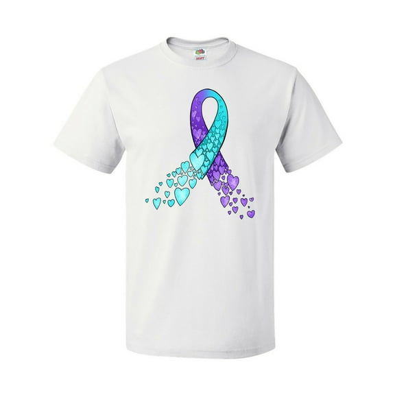 Inktastic Suicide Prevention Ribbon with Blue and Purple Hearts T-Shirt