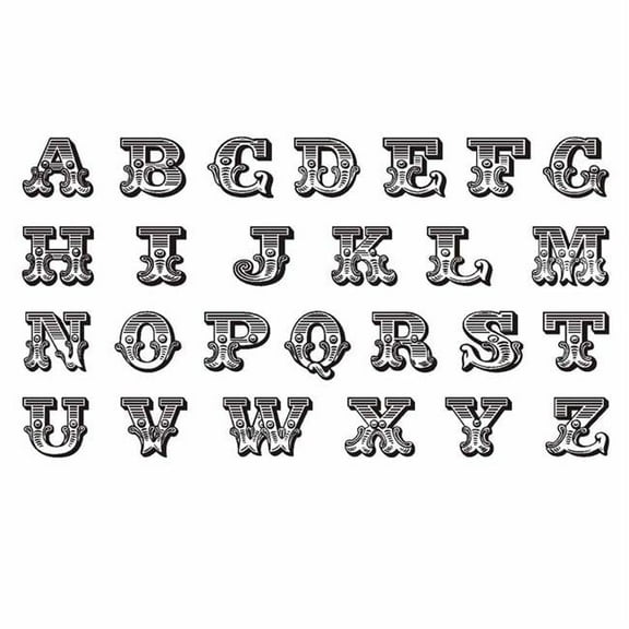 Panda Superstore PL-BEA6344642011-DORIS00247-RP Black English Alphabet DIY Name Body Temporary Fake Designs Finger Art Tattoo Sticker - 3 Sheets