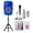 Blue, variant on Portable Bluetooth Speaker 8" Woofer w/ Tripod Stand Microphone Remote Control White LED Clear Shell
