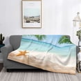 thumbnail image 2 of Honeii Starfish in Beach print throw blanket, crafted from cozy cotton flannel, offers versatile home decor as a bedding suitable for all seasons.-80"x60", 2 of 6