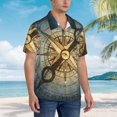 thumbnail image 3 of Disketp Vintage Compass Hawaiian Shirts for Men,Mens Casual Short Sleeve Button Down Shirts Beach Shirt,3X-Large, 3 of 7
