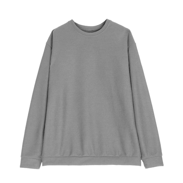 Besolor Long Sleeve Tops for Men Fall Winter Solid Color Round Neck Pullover Shirt Plus Size Casual Loose Basic Blouse