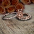 thumbnail image 4 of 2 carat Real Morganite and Man made diamond moissanite Trio Ring Set with One Engagement Ring and 2 Wedding Bands Sterling Silver with 18k Gold Plating, 4 of 5