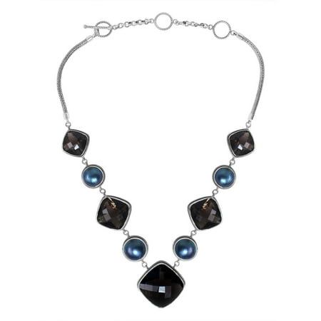 SN-1699-CO2 Sterling Silver Necklace With Black Onyx, Gray