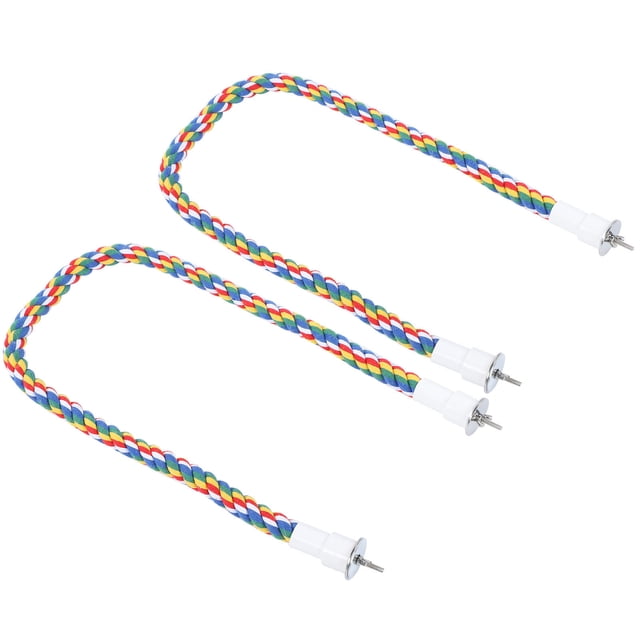 Perchas de cuerda para pájaros, juguete para masticar hecho a mano de colores brillantes, columpios para loros, soporte en espiral, 80CM, 2 uds.