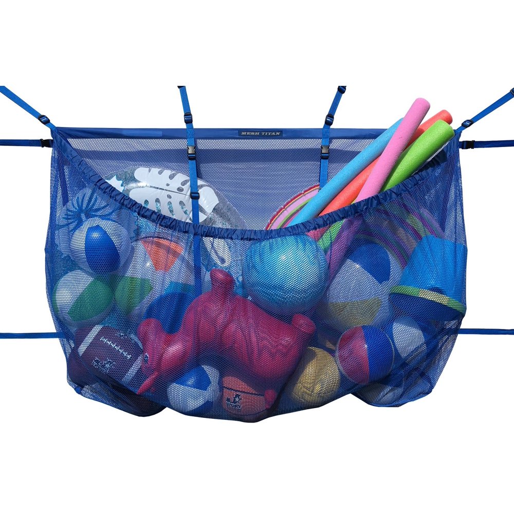 MESH TITAN Pool Storage Bag (Blue) Organizer for Pool, Fence, Deck