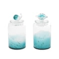 thumbnail image 2 of DecMode 5", 5" Teal Glass Contemporary Decorative Jars, 2 - Pieces, 2 of 9