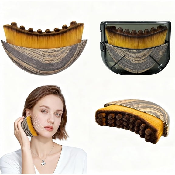 Lymphatic Contour Face Brush, Manual Lymphatic Drainage Massager, Natural Makeup Brushes with Durable Soft Bristles, Hypoallergenic Ergonomic Facial Cleansing Brush for Sculpting