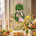 thumbnail image 6 of JHEHF 17.7" Easter Bunnies Wreath Rabbit Shaped Rustic Farmhouse Front Door Garland Wall Window Hanging Ornament Spring Festival Wreath Decorations, 6 of 8