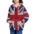 thumbnail image 3 of Xoenoiee Boys Long Sleeve Hooded Sweatshirt Knit Vintage UK Flag Print Pullover Hoodie Fall Winter Activewear for Boys Girls Jogging Hiking Traveling, M, 3 of 7