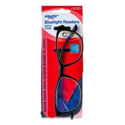 (2 pack) Equate Women's Kaia Bluelight Cateye Reading Glasses with Case, Black Speckled, +3.00