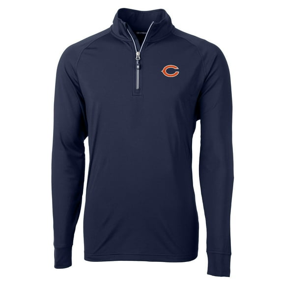 Men's Cutter & Buck Navy Chicago Bears Adapt Eco Knit Quarter-Zip Pullover Jacket