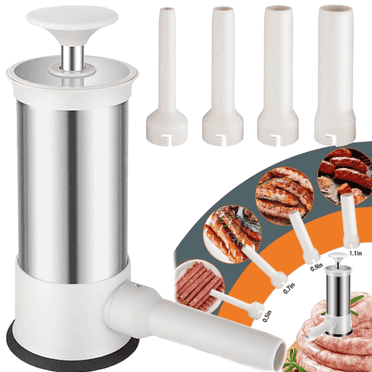 Petyoung Manual Sausage Stuffer, Kitchen Homemade Sausage Machine with 4 Filling Nozzles, Fast Sausage Filling For Family Gatherings And Barbecues Making Different Sizes Of Sausages