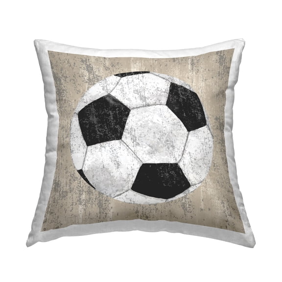Stupell Industries Rustic Natural Soccer Ball Decorative Printed Throw Pillow, 18 x 18
