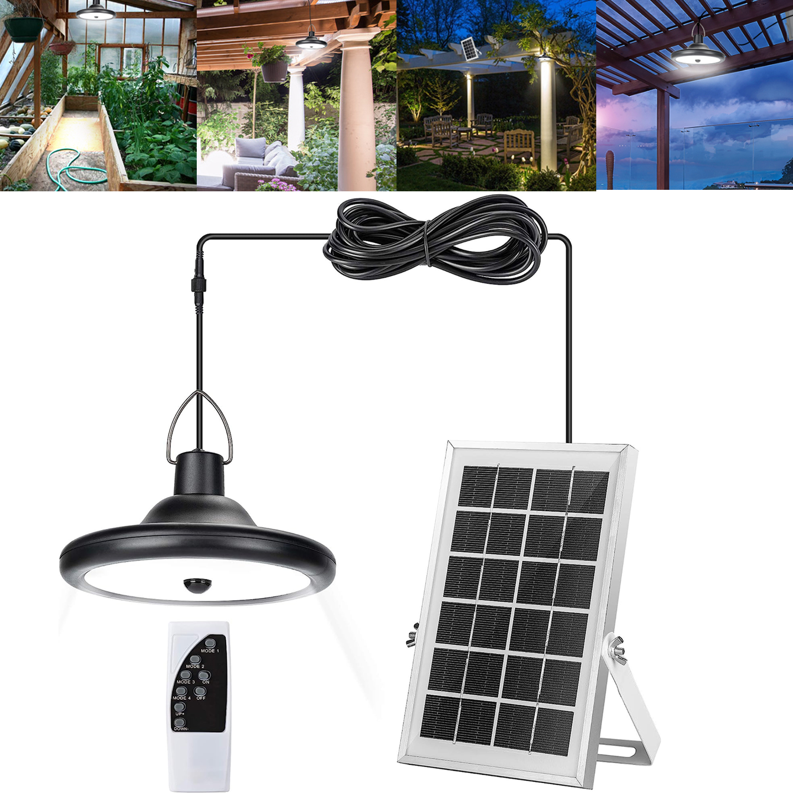 JACKYLED Solar Pendant Light Motion Sensor IP65 Waterproof Solar Shed